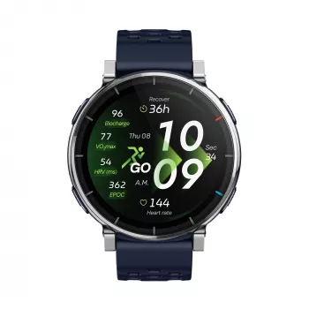 Smartwatch Amazfit W2558GL2N — 1,32 polegadas (3,35 cm) AMOLED 466×466 px, GPS, 365 mAh, bracelete de silicone (azul)