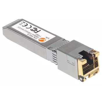 Módulo transceptor Intellinet, 10 Gigabit cobre SFP+, porta 10GBase-T (RJ45), 30 m, taxa de transferência de dados até 10 Gbit/s com cablagem Cat6a, Ethernet, fibra ótica, compatível com MSA, equivalente a Cisco MA-SFP-10G-T, três anos de garantia