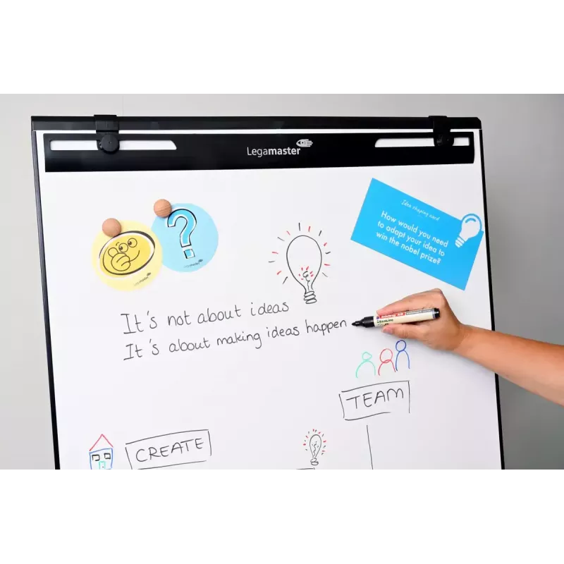 Flipchart móvel com base redonda Legamaster SKETCH EASY – aço, 5 rodas, 720×600 mm