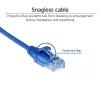 Cabo de patch slimline para datacenter ACT azul 10 metros LSZH U/UTP CAT6 com fichas RJ45 sem patilhas