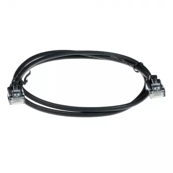 Cabo de patch slimline para datacenter ACT preto 10 metros LSZH U/UTP CAT6 com proteção das patilhas e fichas RJ45