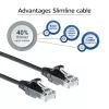 Cabo de patch slimline para datacenter ACT preto 10 metros LSZH U/UTP CAT6 com proteção das patilhas e fichas RJ45