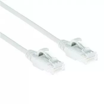 Cabo de patch slimline para datacenter ACT branco 0,25 m LSZH U/UTP CAT6 com proteção das patilhas e fichas RJ45