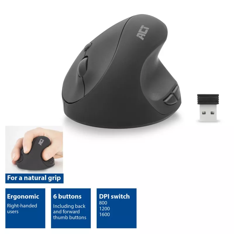 Rato ACT rato ergonómico sem fios 1600 DPI RF sem fios