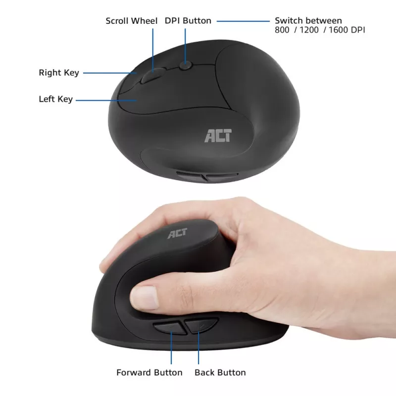 Rato ACT rato ergonómico sem fios 1600 DPI RF sem fios