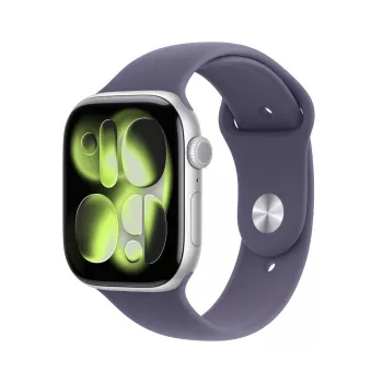 Apple Watch Series 11 GPS + Cellular 46mm Caixa de alumínio prateada com bracelete Sport Loop Lilás Fog – M/L