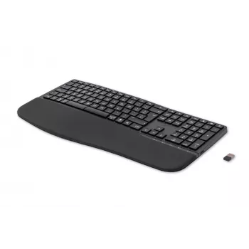 Teclado HP 680 Comfort Dual-Mode, tamanho completo (100%), sem fios, RF Wireless + Bluetooth, QWERTY, preto