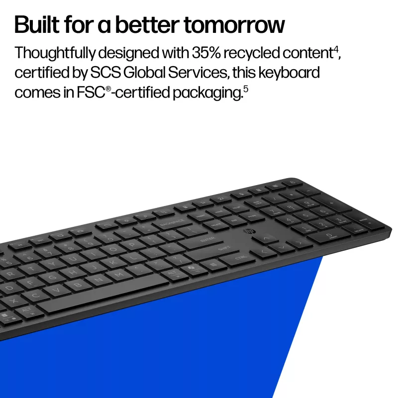 Teclado HP 490K Multi-Device Dual-Mode, tamanho completo (100%), sem fios, USB + Bluetooth, QWERTY, preto