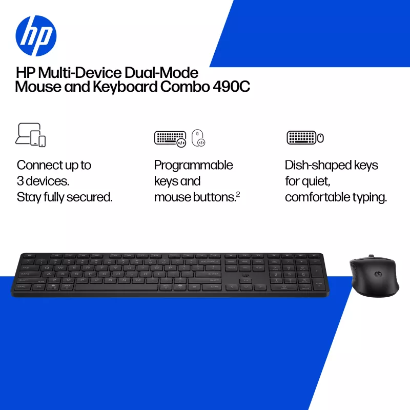 HP 490C Multi-Device Dual-Mode Combo de teclado e rato, branco