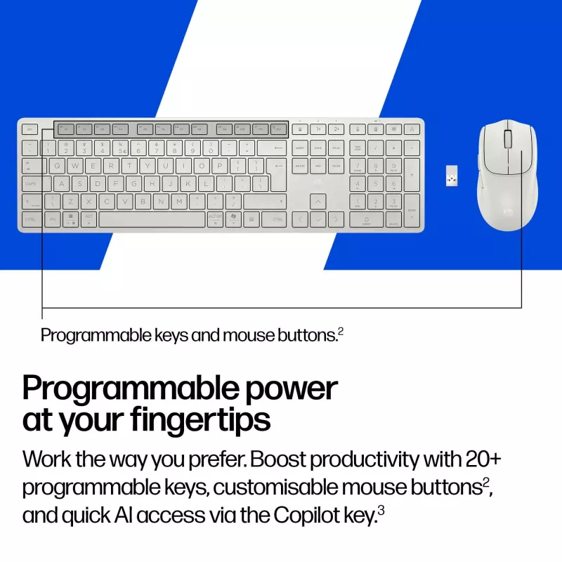 HP 490C Multi-Device Dual-Mode Combo de teclado e rato, branco