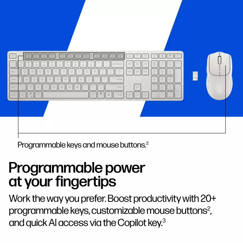 HP 490C Multi-Device Dual-Mode Combo de teclado e rato, QWERTY