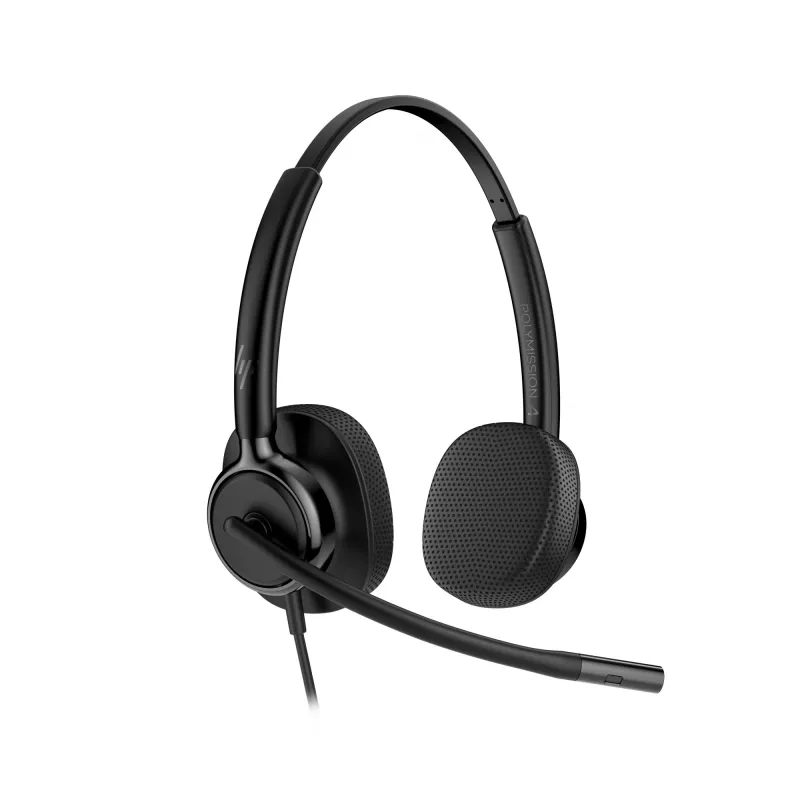 Headset estéreo com fios HP Poly Mission 425 USB — Bulk, peso 132 g