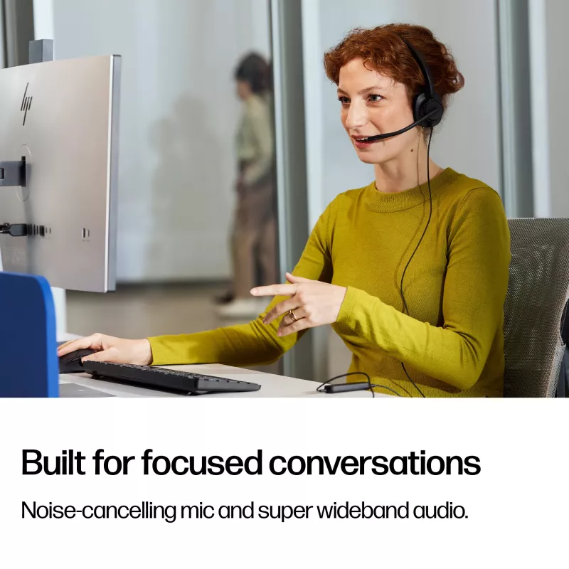 Headset estéreo com fios HP Poly Mission 425 USB — Bulk, peso 132 g
