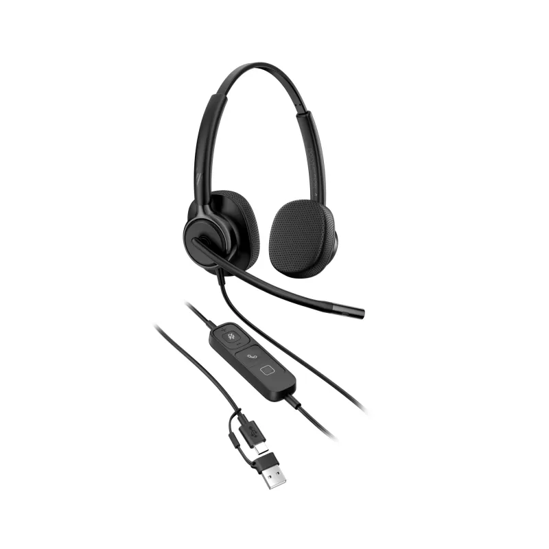 Headset estéreo com fios HP Poly Mission 425 USB — Bulk, peso 132 g