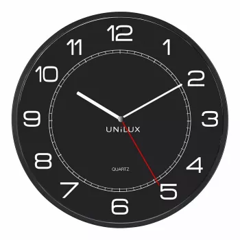 Relógio de parede/mesa Unilux 400094568 — quartzo, redondo, preto, 57,5 cm de diâmetro, pilha (AA)
