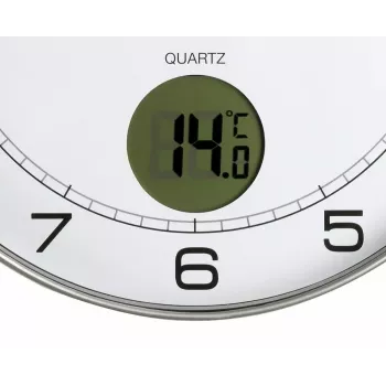 Relógio de parede/mesa Unilux 400094592 — quartzo, redondo metálico prateado, Ø 30 cm, pilha AA/AAA