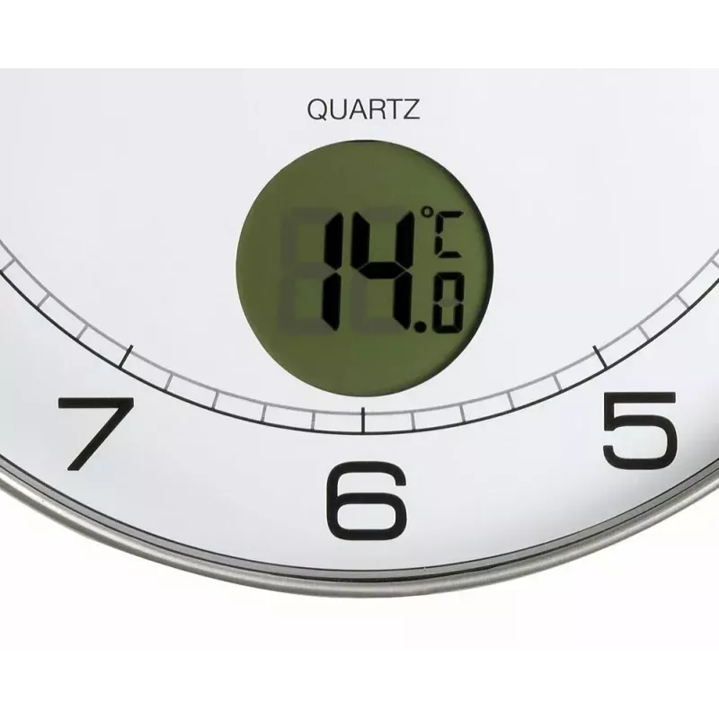 Relógio de parede/mesa Unilux 400094592 — quartzo, redondo metálico prateado, Ø 30 cm, pilha AA/AAA