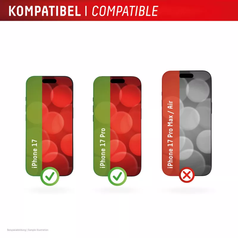 DISPLEX Smart Glass (9H) para Apple iPhone 17/17 Pro, autocolante de montagem, inquebrável