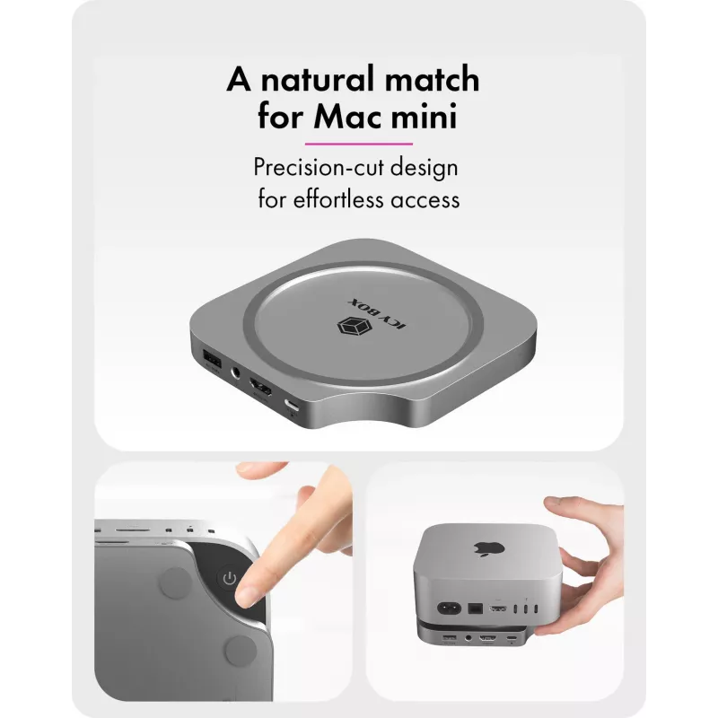 ICY BOX docking station 7-em-1 USB Type-C com slot M.2 NVMe, SSD, cartão de memória, M.2, 4 TB, USB 3.2 Gen 2 (3.1 Gen 2) Type-C, prateado, alumínio