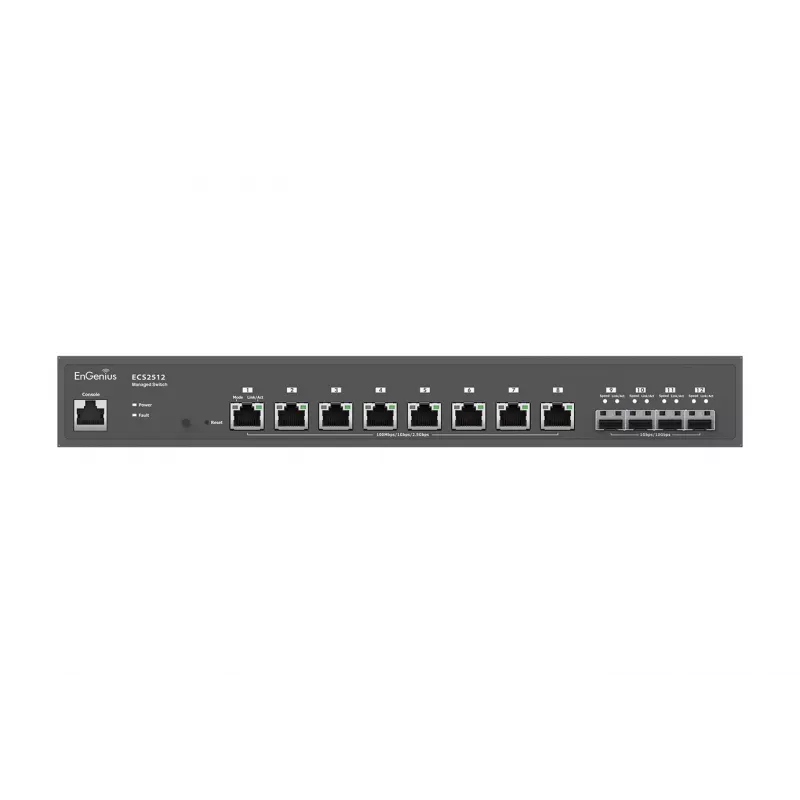 Switch gerido EnGenius Cloud 8 portas 2.5GbE 4xSFP+ L2+ 13i, gerido, L2+, 2.5G Ethernet (100/1000/2500), duplex integral, montagem em rack