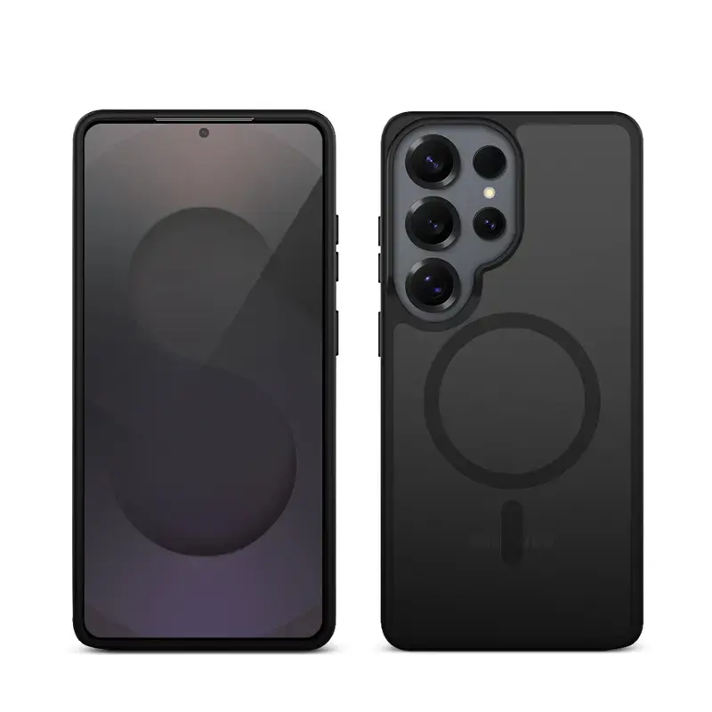 Capa de proteção Crong Hybrid Matte Magnetic para Samsung Galaxy S25 Ultra – TPU+PC, preta