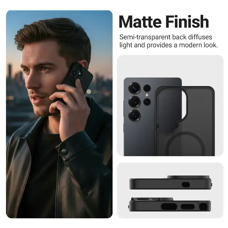 Capa de proteção Crong Hybrid Matte Magnetic para Samsung Galaxy S25 Ultra – TPU+PC, preta