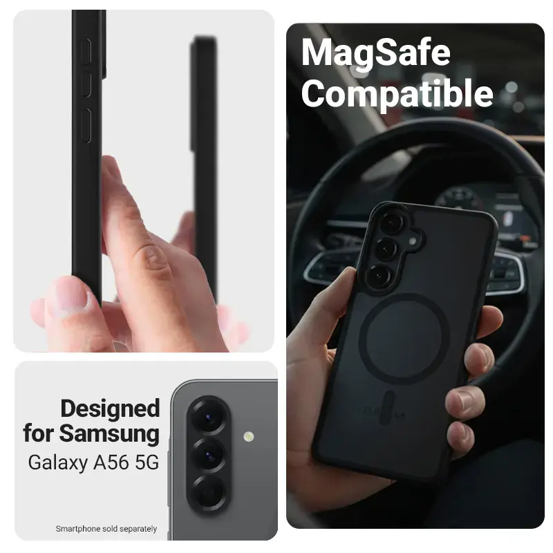 Capa de proteção Crong Hybrid Matte Magnetic para Samsung Galaxy A56 — TPU + PC, preta