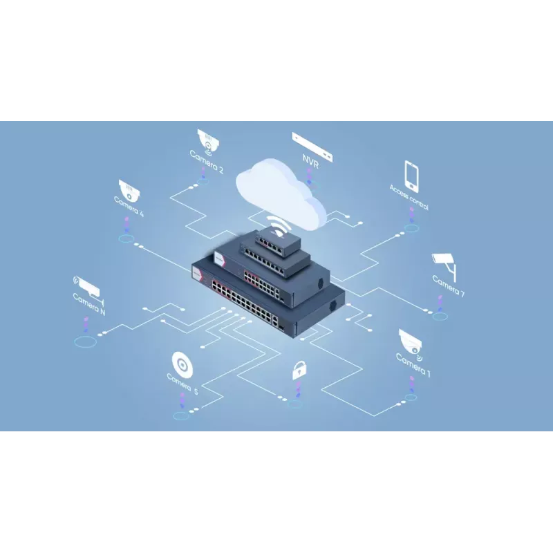 Switch gerido Hikvision DS-3E1106P-EI 4 portas Fast Ethernet PoE