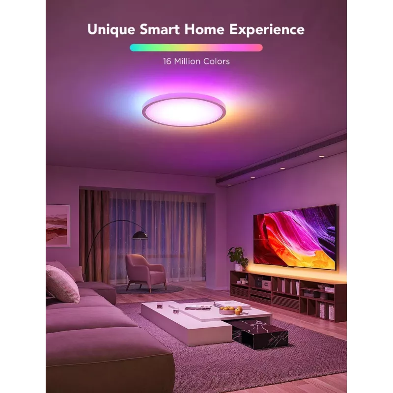 Luminária de teto inteligente Govee 30 cm RGBWW + RGBIC Wi-Fi/Bluetooth 28 W, branco, Ø300×30 mm