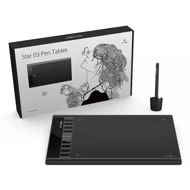 Mesa digitalizadora XP-Pen Star 03 V2 Large — 260×170 mm, 5080 lpi, com fios, USB-C, precisão da caneta 0,01 mm
