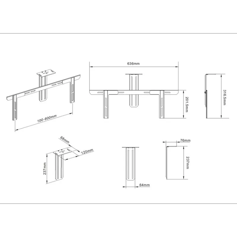 Suporte Multibrackets M Universal Camera Holder 55 polegadas–110 polegadas preto aço