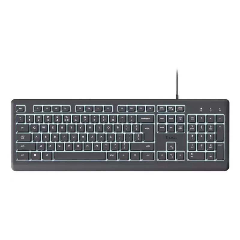 Teclado iluminado Trust Primo Home/Office USB QWERTY US English preto