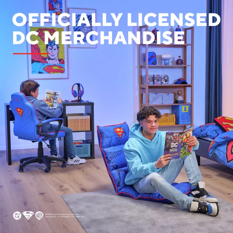 Cadeira gaming TRUST GXT 703SM REVVO Kids Superman azul – cadeira gaming para criança, design ergonómico, funções ajustáveis