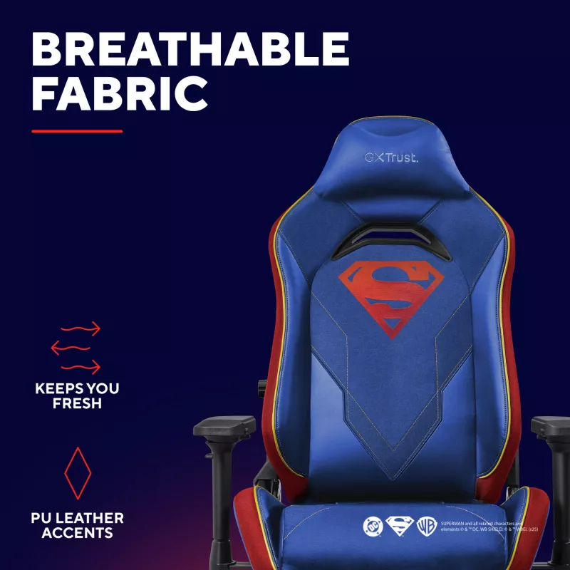 Cadeira gaming TRUST RUYA PRO GXT721SM Superman — design ergonómico, altura ajustável