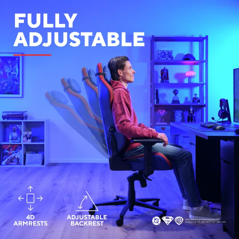 Cadeira gaming TRUST RUYA PRO GXT721SM Superman — design ergonómico, altura ajustável