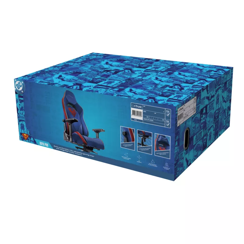Cadeira gaming TRUST RUYA PRO GXT721SM Superman — design ergonómico, altura ajustável