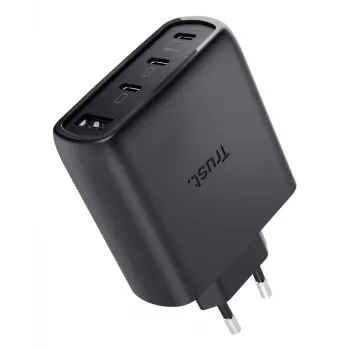 Carregador rápido de parede TRUST Maxo 65W para interiores, 3× USB-C, máx. 20V, cabo de 2m, preto