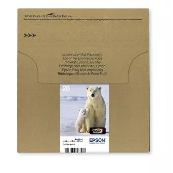 Epson Polar bear multipack 4 cores 26 EasyMail, rendimento padrão, preto, ciano, magenta, amarelo, tinta pigmentada, tinta corante, 6,2 ml, 4,5 ml