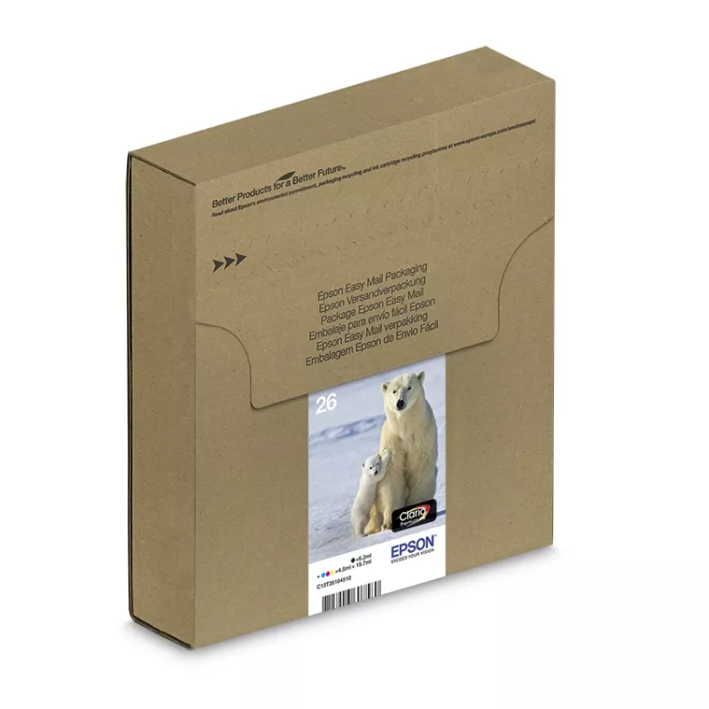 Epson Polar bear multipack 4 cores 26 EasyMail, rendimento padrão, preto, ciano, magenta, amarelo, tinta pigmentada, tinta corante, 6,2 ml, 4,5 ml