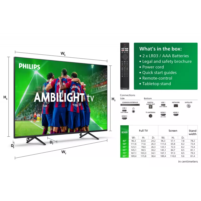 TV Philips 8000 Série 50PUS8309/12 127 cm (50 polegadas) 4K Ultra HD Smart TV Wi-Fi preta 350 cd/m²