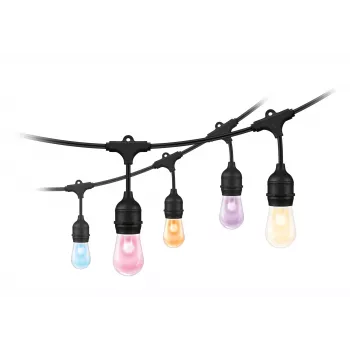 WiZ String Lights, fita de luzes inteligente, Wi-Fi/Bluetooth, preta, Wi-Fi 4 (802.11n), 802.11b, 802.11g, LED, plástico
