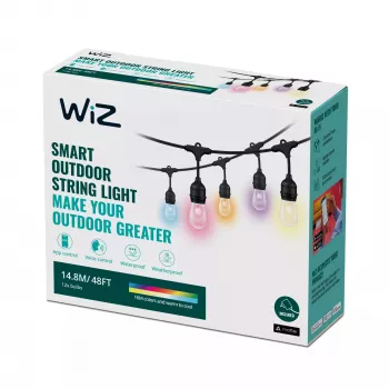 WiZ String Lights, fita de luzes inteligente, Wi-Fi/Bluetooth, preta, Wi-Fi 4 (802.11n), 802.11b, 802.11g, LED, plástico