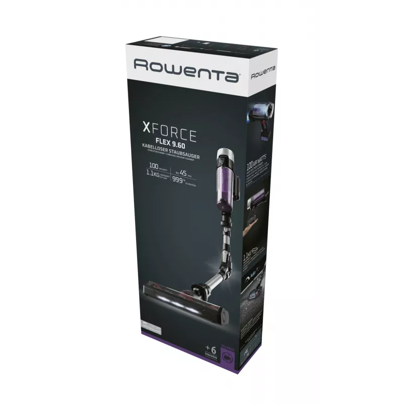 Rowenta RH2037 Aspirador vertical 2 em 1 a bateria a seco sem saco 0,4 l 250 W preto, lilás