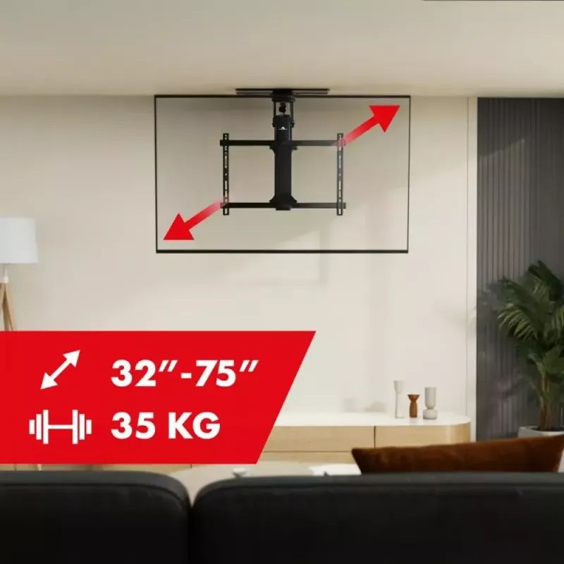 Suporte de teto para TV, elétrico, MACLEAN MC-490, para TVs de 32–75 polegadas, inclinação e rotação motorizadas