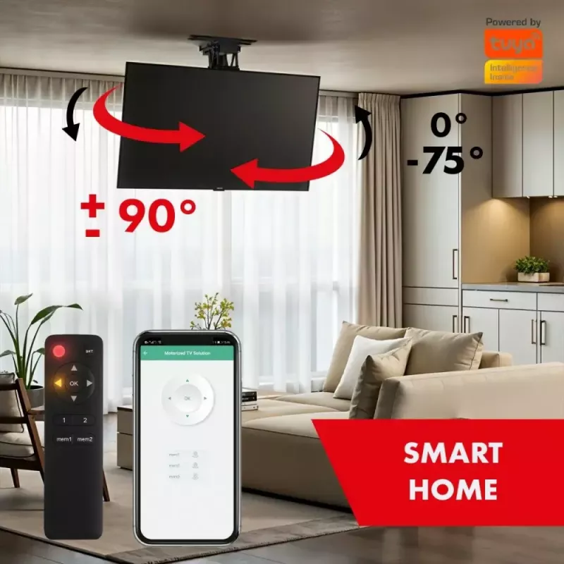 Suporte de teto para TV, elétrico, MACLEAN MC-490, para TVs de 32–75 polegadas, inclinação e rotação motorizadas