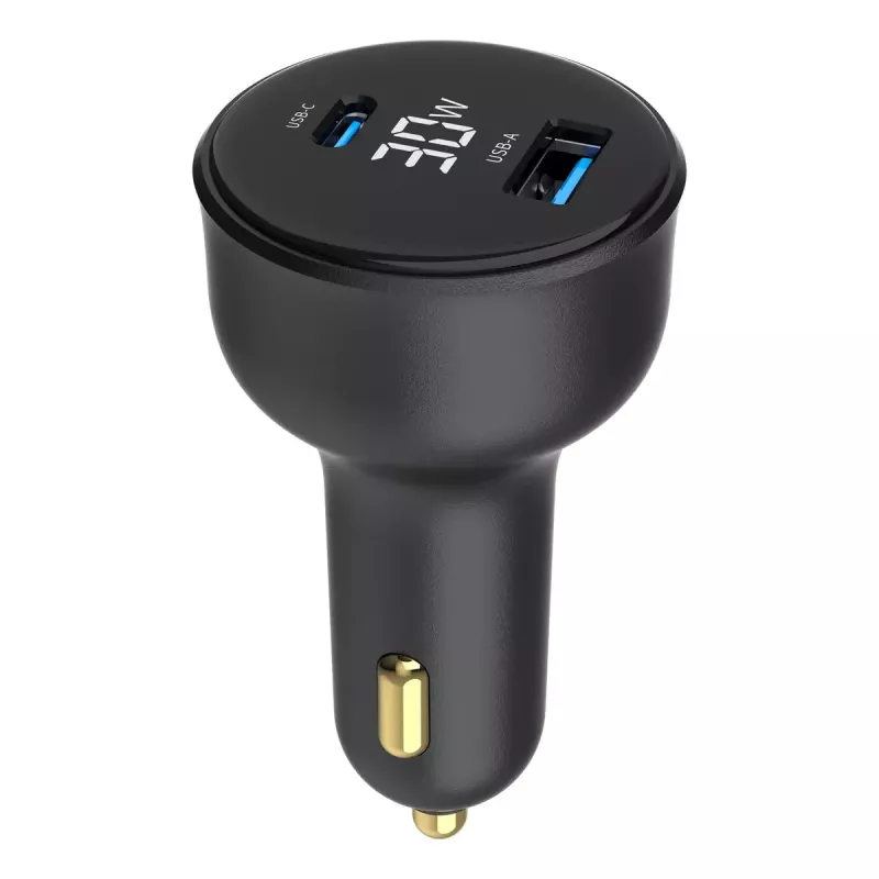 Carregador para automóvel Gembird TA-UC-AC2PD30LCD-CAR-01, USB-C, 30 W, 12–24 V, preto