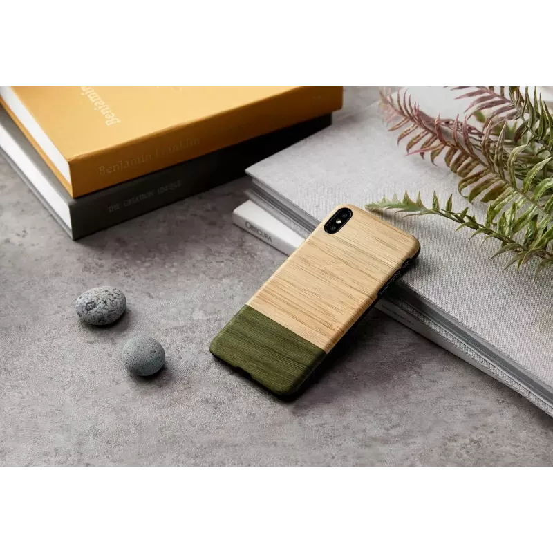 Capa para smartphone homem e madeira para iPhone X/XS — preto bambu