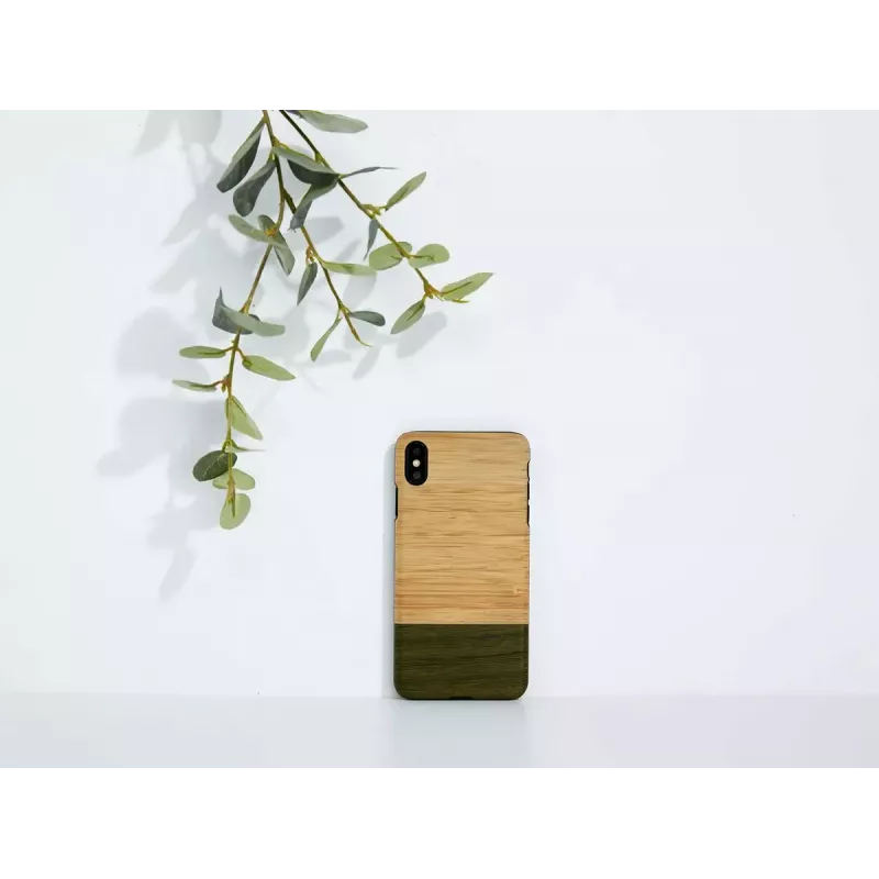 Capa para smartphone homem e madeira para iPhone X/XS — preto bambu