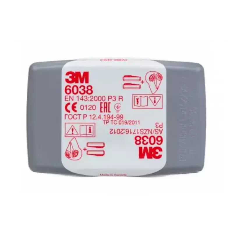 3M 6038 P3R filtro de partículas com carvão ativado, embalagem de 2