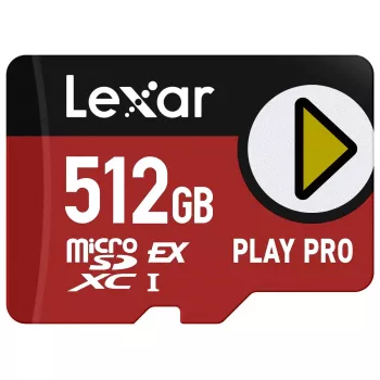 Memória flash MicroSDXC Lexar PLAY PRO 512 GB UHS-I U3 — 900 MB/s leitura, 600 MB/s escrita